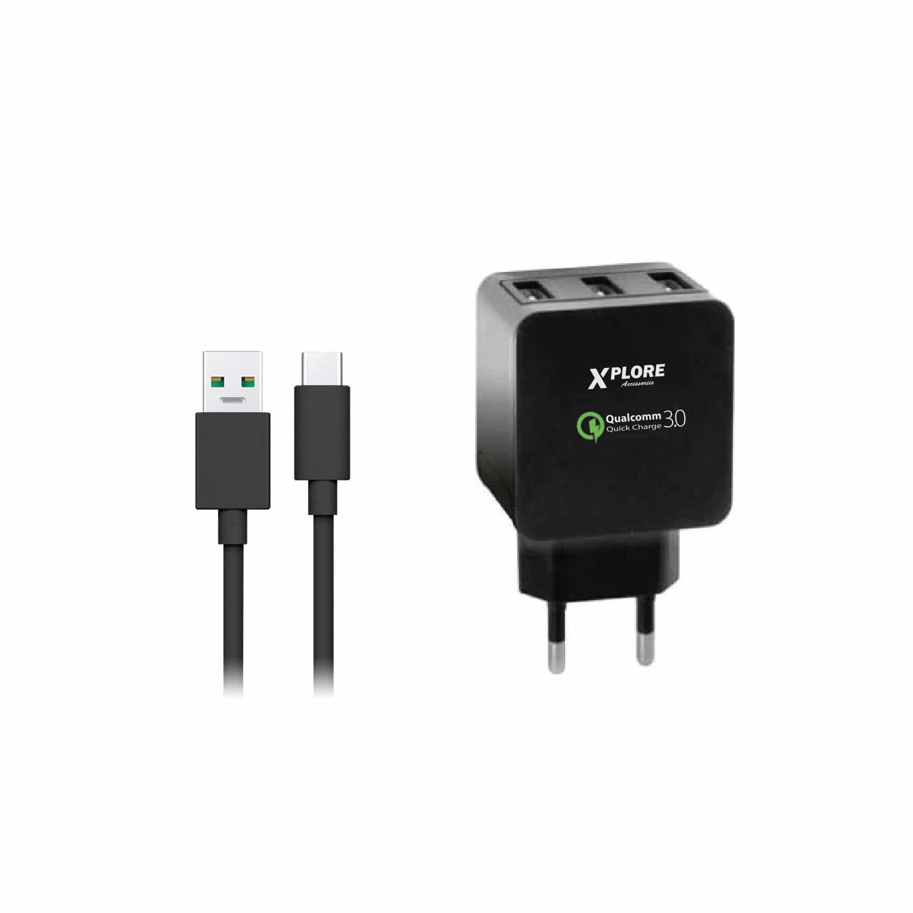 NAPAJALNIK QUICKCHARGE 3,6A (3 vhodi) Type-C XP287